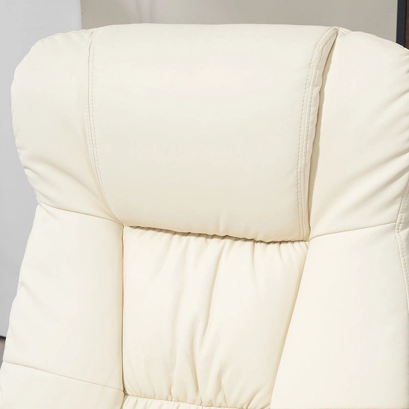 Adjustable PU Leather Lounge Chair Swivel Recliner Chair Padded High Back Armchair with Ottoman and Wood Base