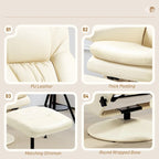 Adjustable PU Leather Lounge Chair Swivel Recliner Chair Padded High Back Armchair with Ottoman and Wood Base