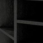 47" Hexagonal Corner TV Stand with Power Outlets, USB Ports & Barn Door Cabinets, Black