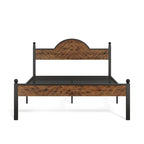 Queen Size Rustic Platform Bed Frame with Wood Headboard and Footboard