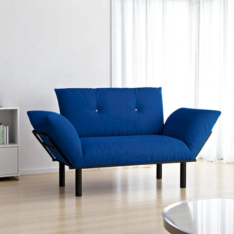 49" Metal Frame Loveseat with Flared Arms, Pocket Coil Seats & Washable Removable Cushions