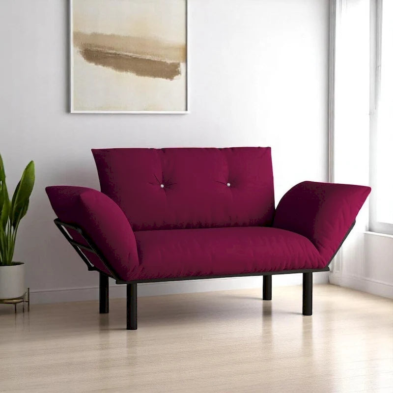 49" Metal Frame Loveseat with Flared Arms, Pocket Coil Seats & Washable Removable Cushions