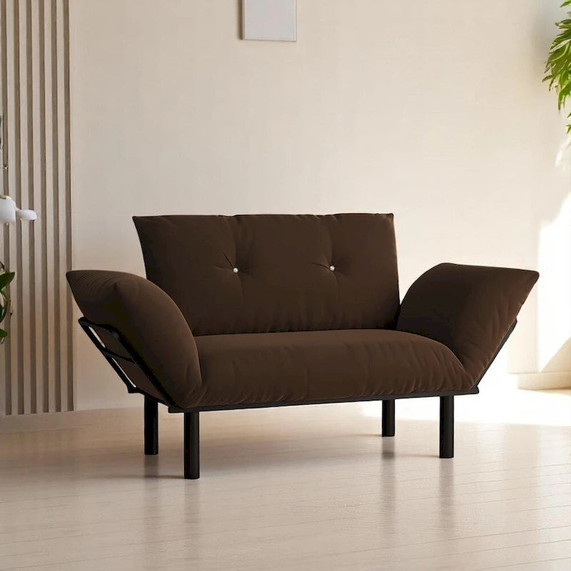 49" Metal Frame Loveseat with Flared Arms, Pocket Coil Seats & Washable Removable Cushions
