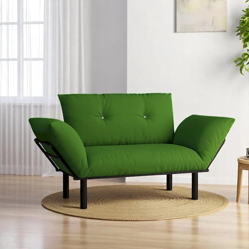 49" Metal Frame Loveseat with Flared Arms, Pocket Coil Seats & Washable Removable Cushions