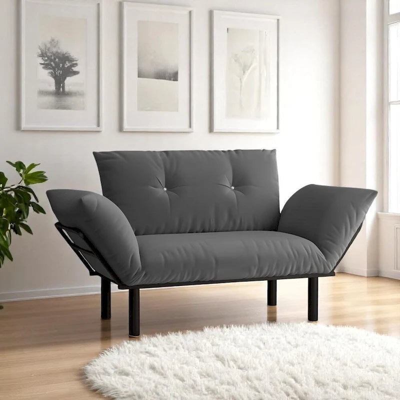 49" Metal Frame Loveseat with Flared Arms, Pocket Coil Seats & Washable Removable Cushions