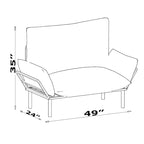49" Metal Frame Loveseat with Flared Arms, Pocket Coil Seats & Washable Removable Cushions