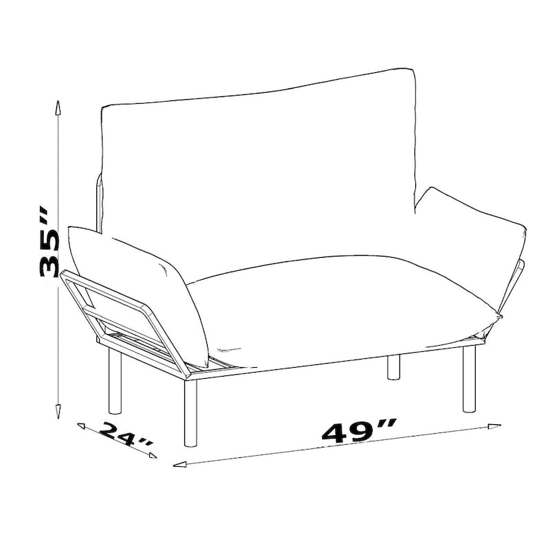 49" Metal Frame Loveseat with Flared Arms, Pocket Coil Seats & Washable Removable Cushions