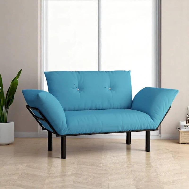 49" Metal Frame Loveseat with Flared Arms, Pocket Coil Seats & Washable Removable Cushions