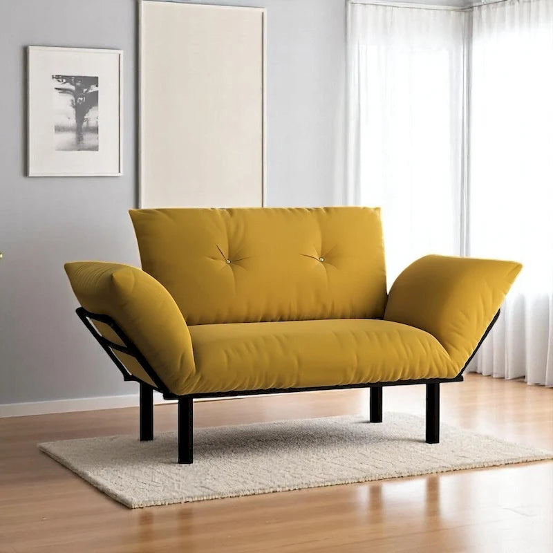 49" Metal Frame Loveseat with Flared Arms, Pocket Coil Seats & Washable Removable Cushions