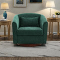 360° Swivel Barrel Accent Chair, Chenille/Corduroy, Wood Base, High-Density Foam Cushion