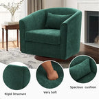 360° Swivel Barrel Accent Chair, Chenille/Corduroy, Wood Base, High-Density Foam Cushion