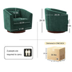 360° Swivel Barrel Accent Chair, Chenille/Corduroy, Wood Base, High-Density Foam Cushion