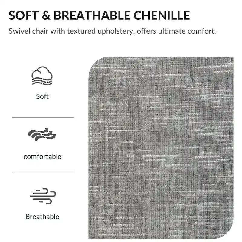 360° Swivel Barrel Accent Chair, Chenille/Corduroy, Wood Base, High-Density Foam Cushion