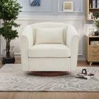 360° Swivel Barrel Accent Chair, Chenille/Corduroy, Wood Base, High-Density Foam Cushion