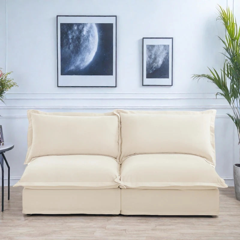 73.2 Chenille Modular 3-Seat Sofa with Removable Washable Covers And Multiple Pillows