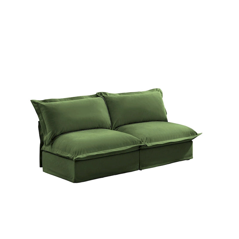 73.2 Chenille Modular 3-Seat Sofa with Removable Washable Covers And Multiple Pillows