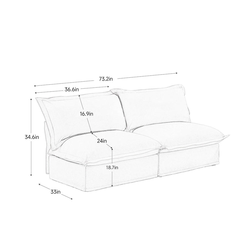 73.2 Chenille Modular 3-Seat Sofa with Removable Washable Covers And Multiple Pillows