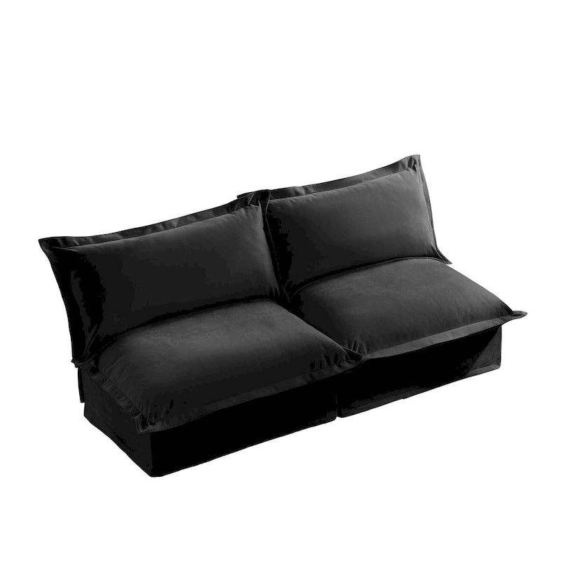 73.2 Chenille Modular 3-Seat Sofa with Removable Washable Covers And Multiple Pillows