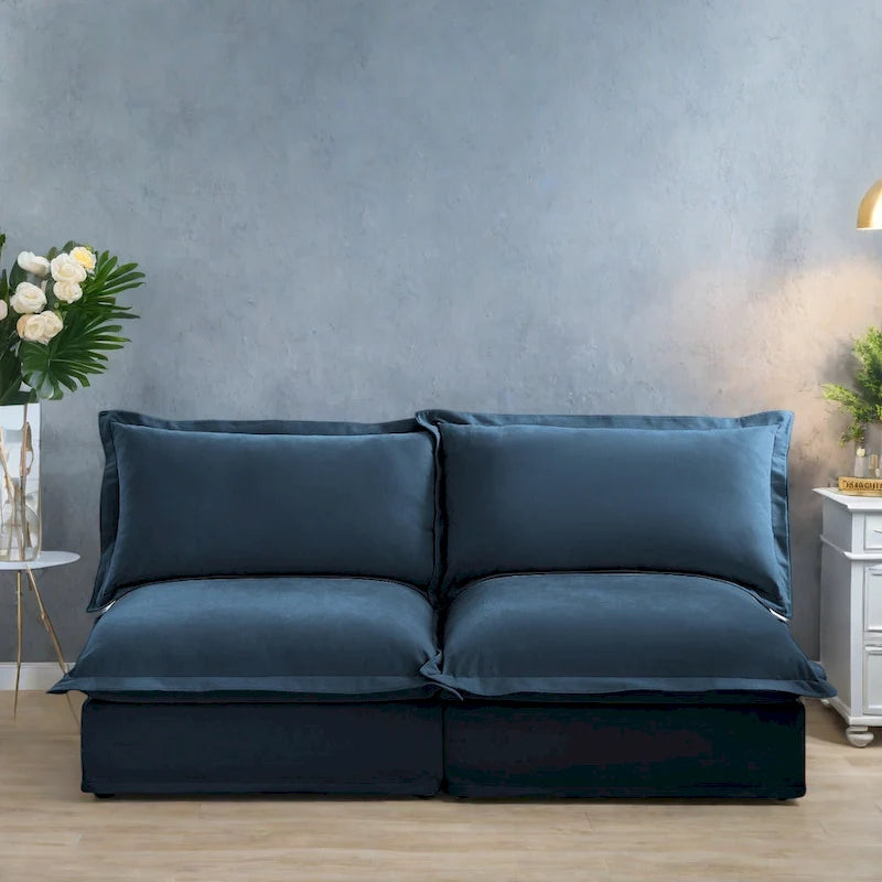 73.2 Chenille Modular 3-Seat Sofa with Removable Washable Covers And Multiple Pillows