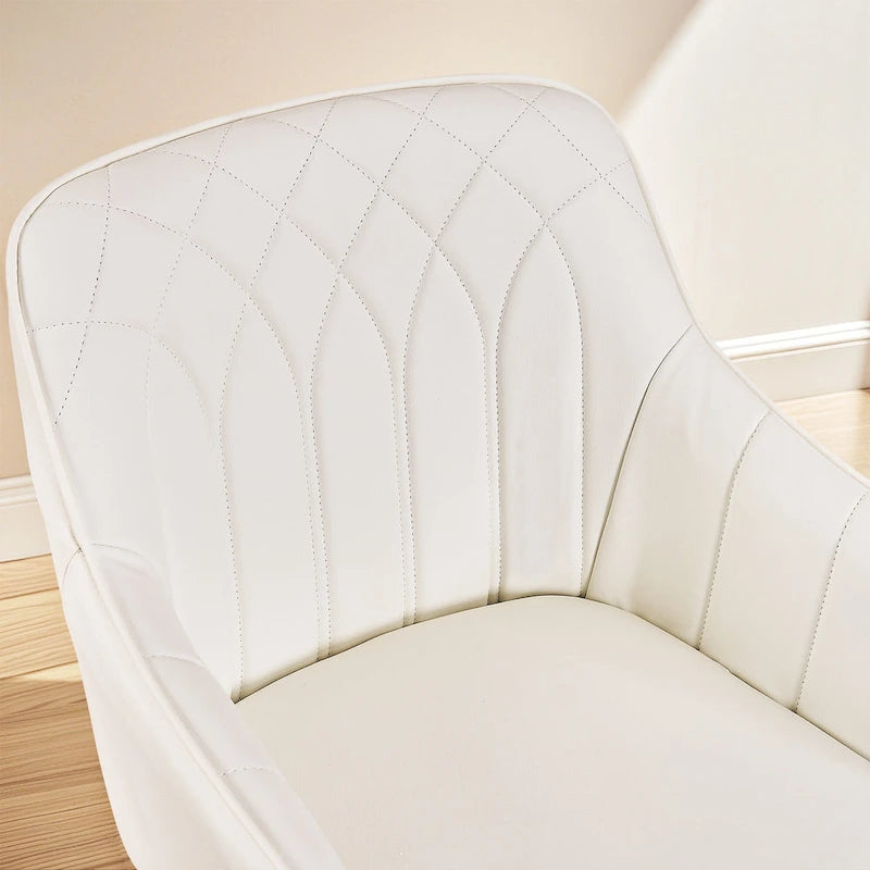 Modern PU Leather Swivel Task Chair with Gold Metal Base, Adjustable Height & 5 Casters