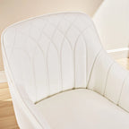 Modern PU Leather Swivel Task Chair with Gold Metal Base, Adjustable Height & 5 Casters