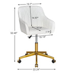 Modern PU Leather Swivel Task Chair with Gold Metal Base, Adjustable Height & 5 Casters