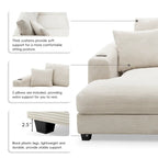 Oversized Corduroy Sectional Sofa,L Shaped Deep Seating Cloud Couch