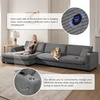 Oversized Corduroy Sectional Sofa,L Shaped Deep Seating Cloud Couch