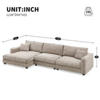 Oversized Corduroy Sectional Sofa,L Shaped Deep Seating Cloud Couch
