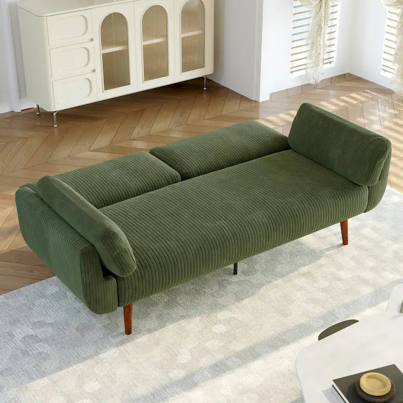 Convertible Corduroy Sleeper Sofa Futon with Dual Reclining Backrests, Twin Bed, 5 Colors