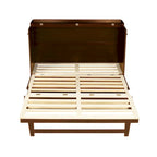 Queen Size Murphy Bed, Pine Wood Cabinet Bed with Rattan Decoration and Storage Drawer,Walnut