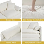 3-Seater Chenille Cloud Sofa with Deep Seats, Storage Pockets & 3 Pillows, 800 lb Capacity