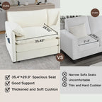 3-Seater Chenille Cloud Sofa with Deep Seats, Storage Pockets & 3 Pillows, 800 lb Capacity