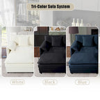 3-Seater Chenille Cloud Sofa with Deep Seats, Storage Pockets & 3 Pillows, 800 lb Capacity