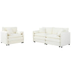 3-Seater Chenille Cloud Sofa with Deep Seats, Storage Pockets & 3 Pillows, 800 lb Capacity
