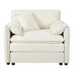 3-Seater Chenille Cloud Sofa with Deep Seats, Storage Pockets & 3 Pillows, 800 lb Capacity