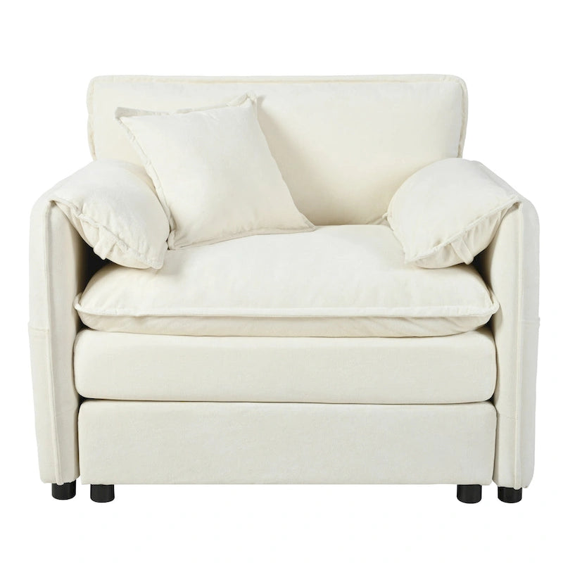 3-Seater Chenille Cloud Sofa with Deep Seats, Storage Pockets & 3 Pillows, 800 lb Capacity