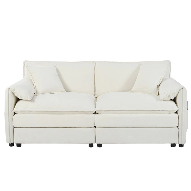 3-Seater Chenille Cloud Sofa with Deep Seats, Storage Pockets & 3 Pillows, 800 lb Capacity