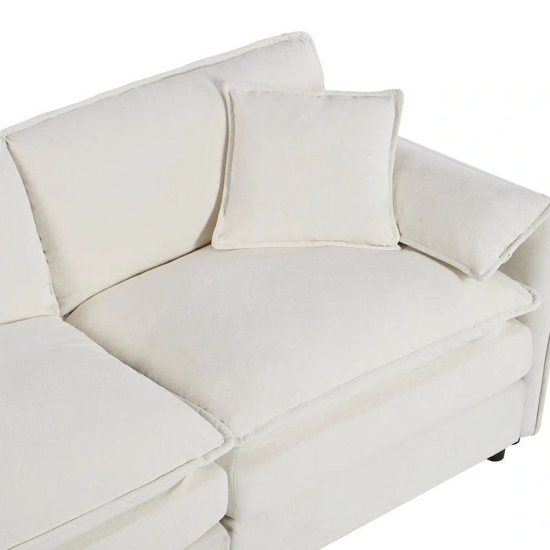 3-Seater Chenille Cloud Sofa with Deep Seats, Storage Pockets & 3 Pillows, 800 lb Capacity