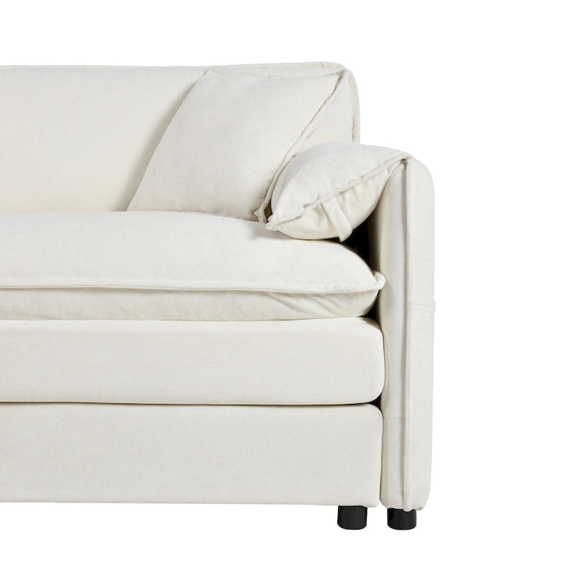 3-Seater Chenille Cloud Sofa with Deep Seats, Storage Pockets & 3 Pillows, 800 lb Capacity
