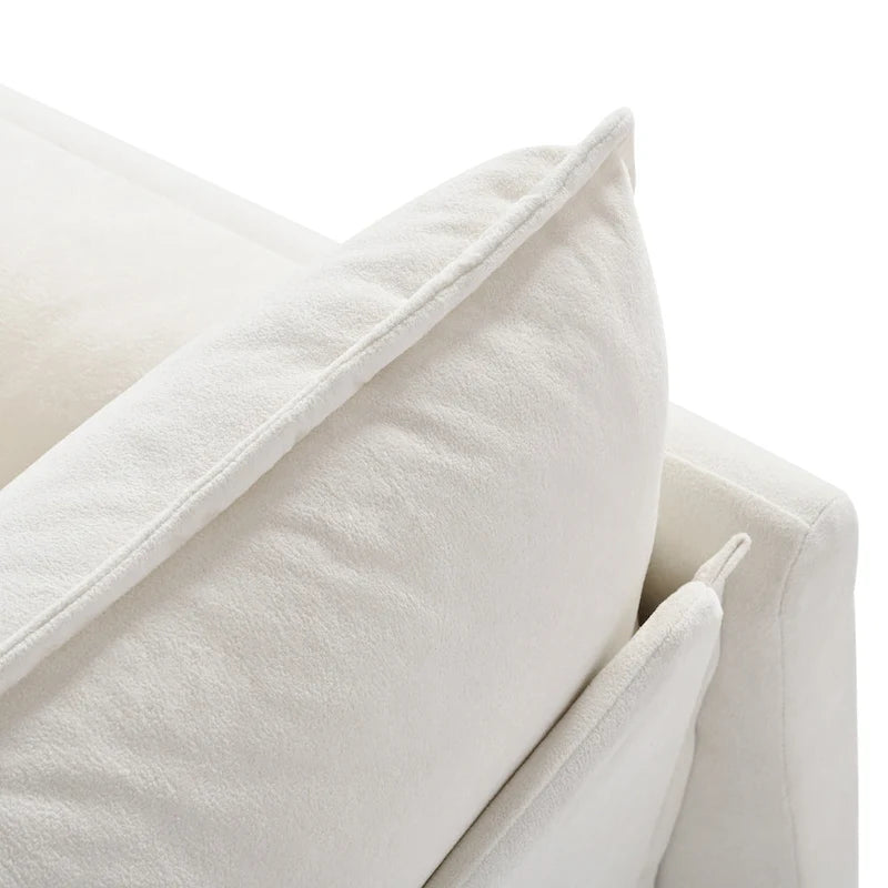 3-Seater Chenille Cloud Sofa with Deep Seats, Storage Pockets & 3 Pillows, 800 lb Capacity