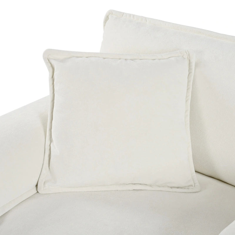 3-Seater Chenille Cloud Sofa with Deep Seats, Storage Pockets & 3 Pillows, 800 lb Capacity