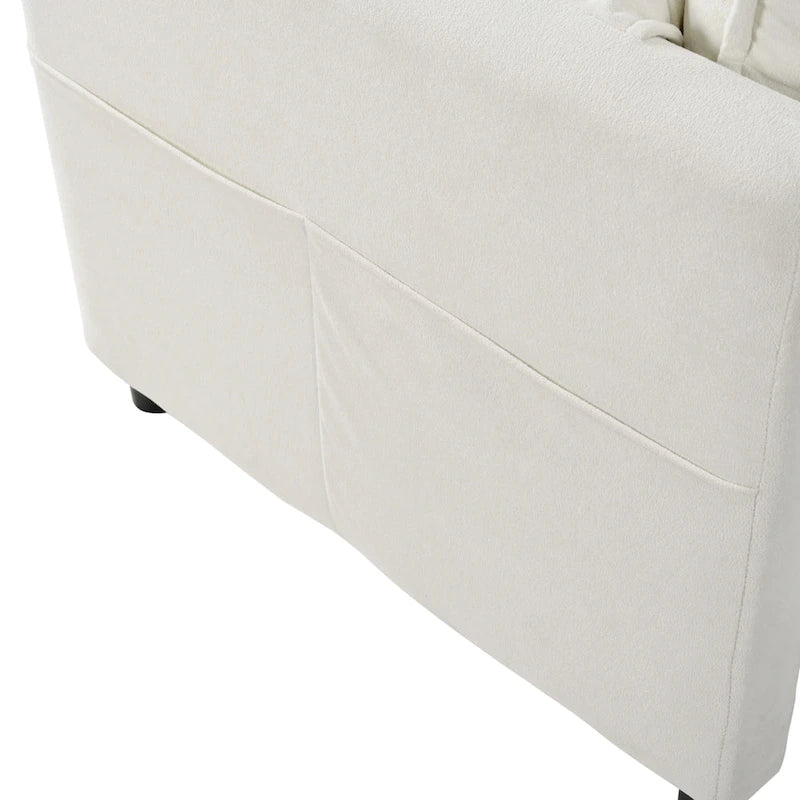 3-Seater Chenille Cloud Sofa with Deep Seats, Storage Pockets & 3 Pillows, 800 lb Capacity