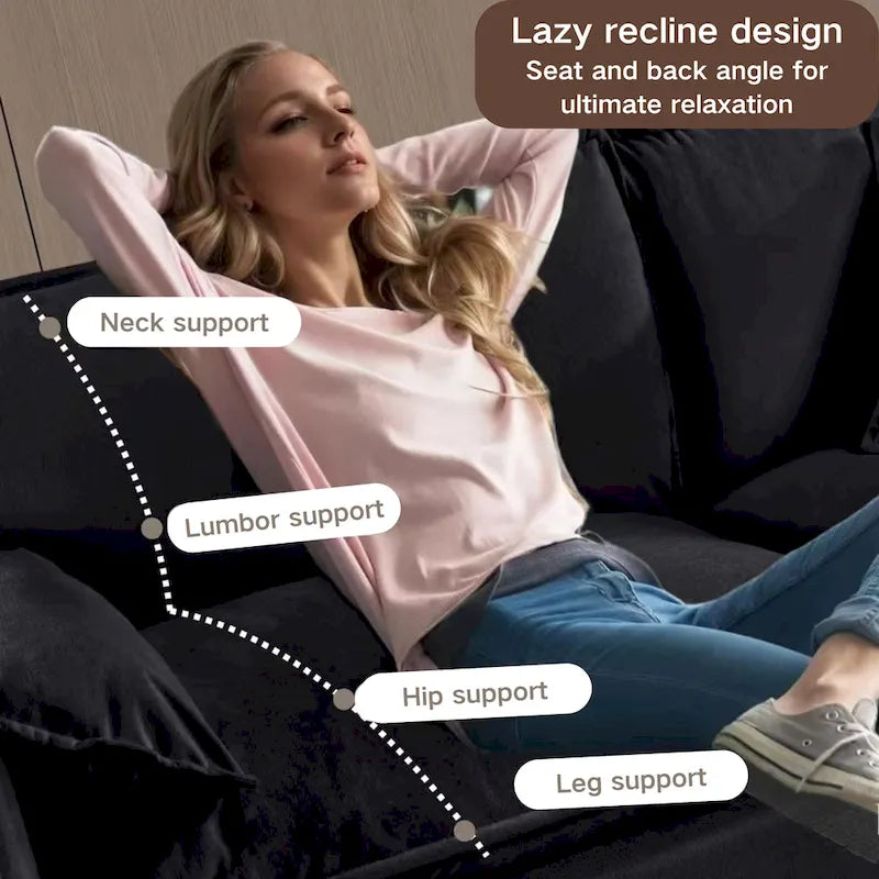 3-Seater Chenille Cloud Sofa with Deep Seats, Storage Pockets & 3 Pillows, 800 lb Capacity
