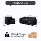 3-Seater Chenille Cloud Sofa with Deep Seats, Storage Pockets & 3 Pillows, 800 lb Capacity