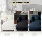 3-Seater Chenille Cloud Sofa with Deep Seats, Storage Pockets & 3 Pillows, 800 lb Capacity