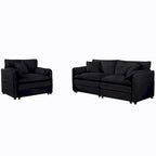 3-Seater Chenille Cloud Sofa with Deep Seats, Storage Pockets & 3 Pillows, 800 lb Capacity