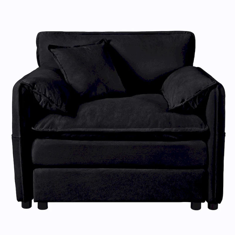 3-Seater Chenille Cloud Sofa with Deep Seats, Storage Pockets & 3 Pillows, 800 lb Capacity