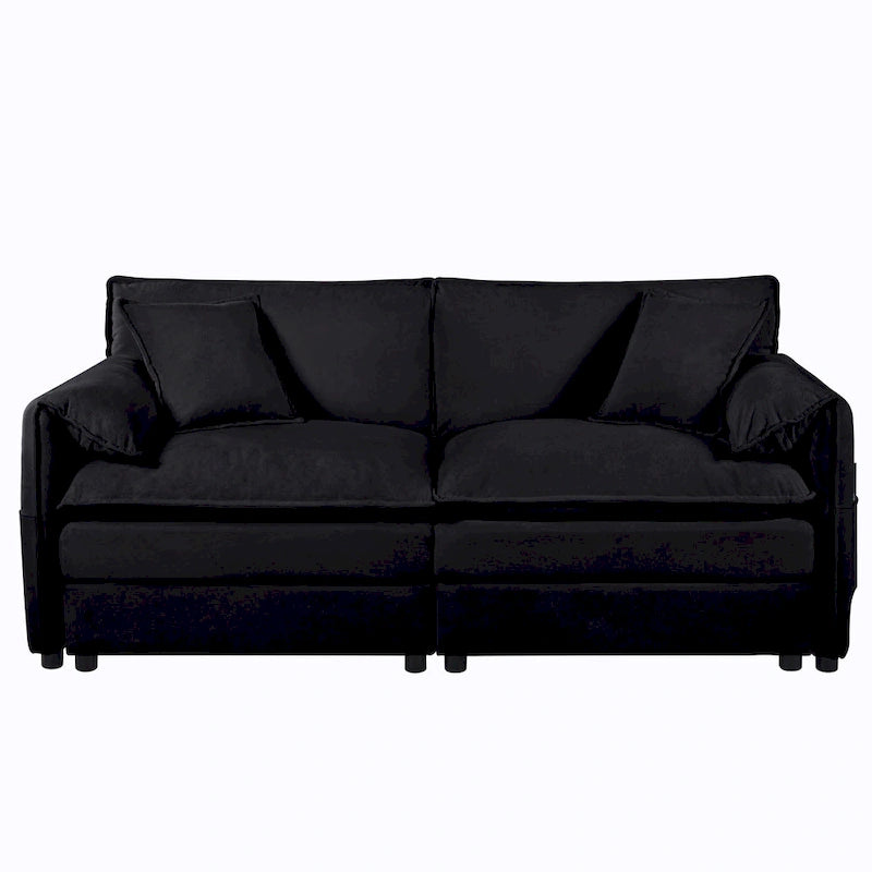3-Seater Chenille Cloud Sofa with Deep Seats, Storage Pockets & 3 Pillows, 800 lb Capacity