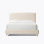 Queen Boucle Upholstered Platform Bed, Velcro Noise-Reduction Straps, 800 lb Capacity